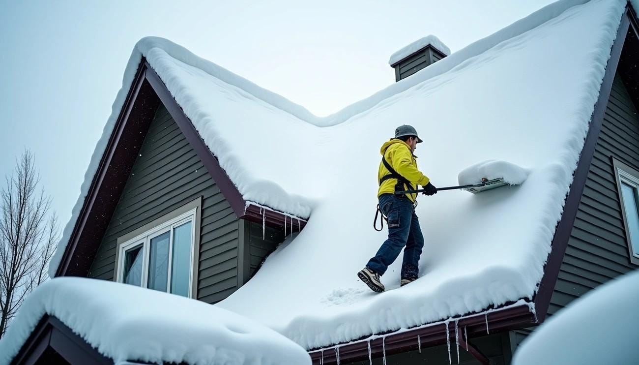 Professional roof snow removal Edmonton winter safety tips Silverline Roofing Ltd