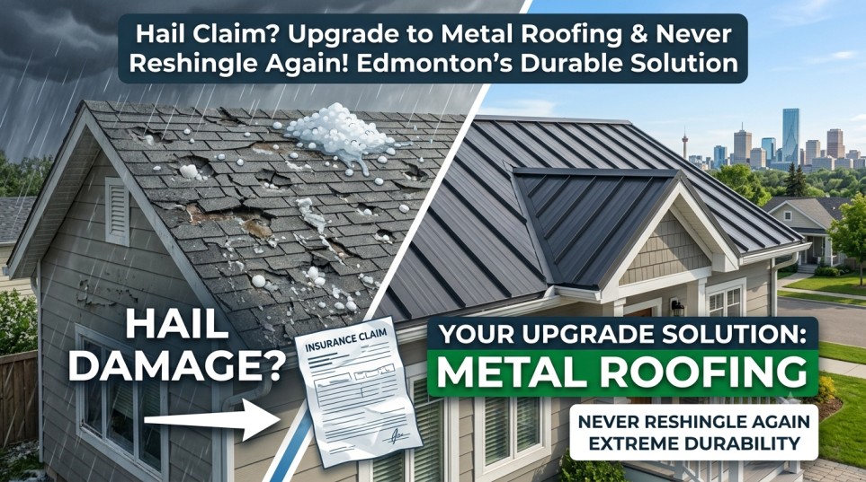 Edmonton hail damage? Thousands of homeowners use their insurance claim to upgrade to metal roofing — and pay little to nothing out of pocket. Here's exactly how it works in 2026.