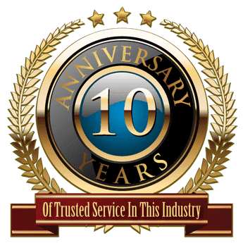 10-year anniversary badge for Silverline Roofing Limited, celebrating a decade of trusted service in the roofing industry.